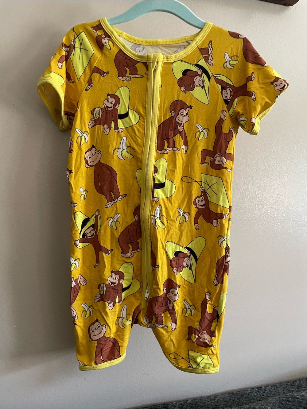 Curious George Yellow Kids One-Piece Bamboo Romper